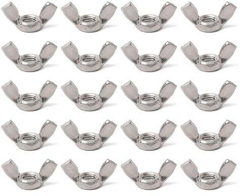 pouilzx M6 Wing Nuts Stainless Steel 304 Fasteners Parts Screws Hand Twist Tighten Ear Butterfly Nut,20Pcs