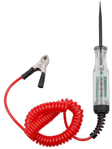 ZONADAH Luce di prova per autoveicoli, DC 6V - 24V, luce di prova digitale a LED, tester di luce robusto con voltmetro, tester di tensione, perno elettrico con filo a molla allungato