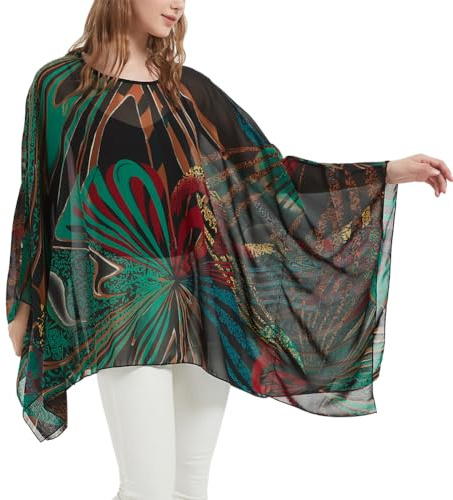 CuteSwan Blusa túnica top de gasa para señoras y mujeres, estilo lagenlook, mangas murciélago, casual, holgada, caftán, One Size Plus