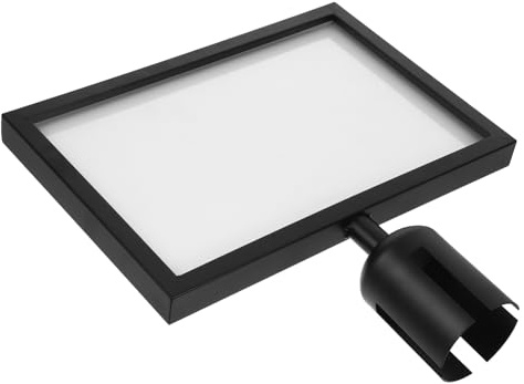 Generic Stanchion Sign Holder for Crowd Control A4 Horizontal Display Frame for Airport Queue Barrier Sturdy Black Steel Holder Retractable Belt for Event Management
