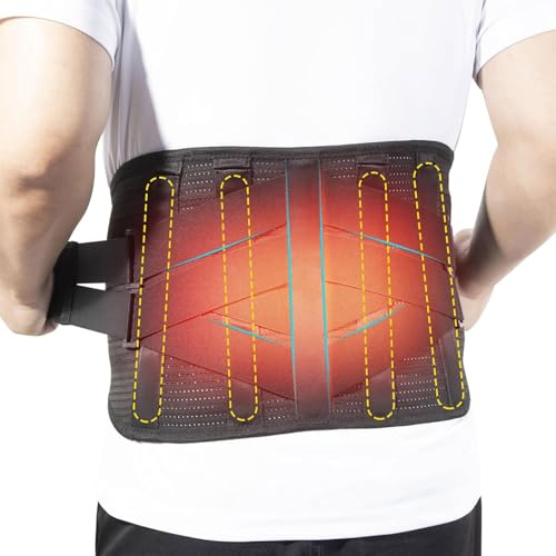 HONGJING Ceinture de soutien arrière avec chaleur pour les douleurs dans le bas du dos, ceinture lombaire rechargeable pour hernie discale, sciatique, fonctionne pour les hommes ou les femmes (L)