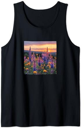 Anise Hyssop Flower Field Beautiful Sunset Graphic Tank Top