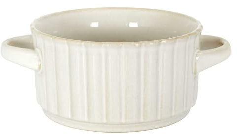 HOME DECO FACTORY, KA0414, Bol à Soupe élégant en céramique, Design Sobre et raffiné, idéal pour soupes, salades et Desserts, Compatible Lave-Vaisselle et Micro-Ondes, 8,5 cm, Beige