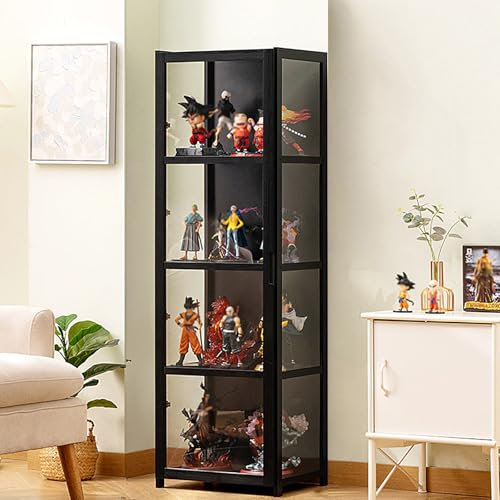 Pounjsd 130cm Vitrina de Cristal,Vitrina de pie, Vitrina Expositora, 4 Capas, libreria con Puertas, Mueble Expositor, vitrinas para Colecciones, Muebles de Salon para Perfumes Figuras de Decoración