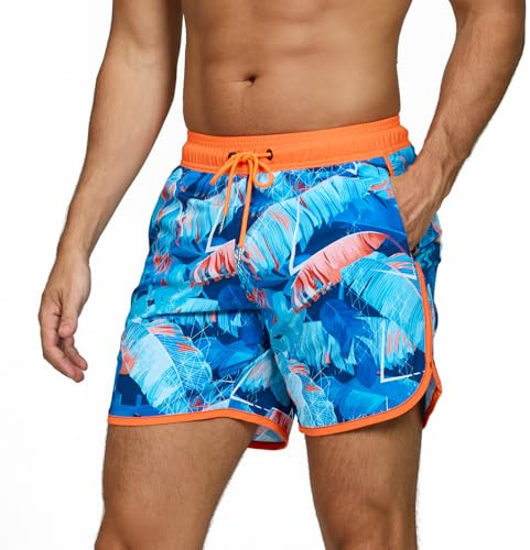 TMEOG Herr Badbyxor Badshorts Pool Surfing Snabbtorkande Boxershorts Hav Strand Baddräkt Vintage Badshorts med Fickor och Dragsko