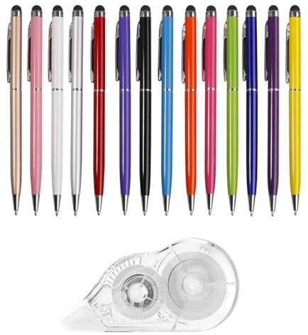 YSJCHEBS Penne Stilo da 14 Pezzi E Nastro Correttore da 1 Pezzo, Penne Capacitive per Scrittura A Mano, Penne per Tablet, Strumenti di Scrittura, Penne Multifunzionali