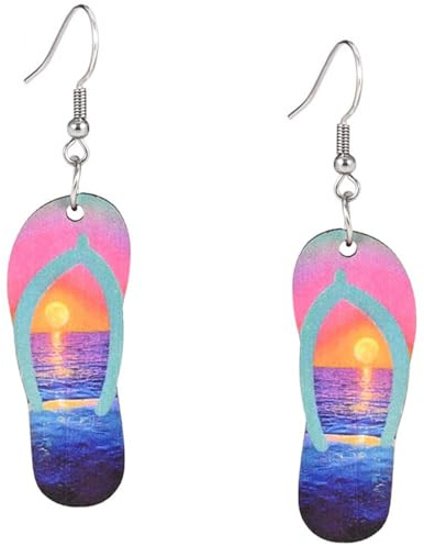 Boucles d'Oreilles Tong Été Plage Acrylique, Colorées Mode Filles Femmes, Cadeau Bijoux