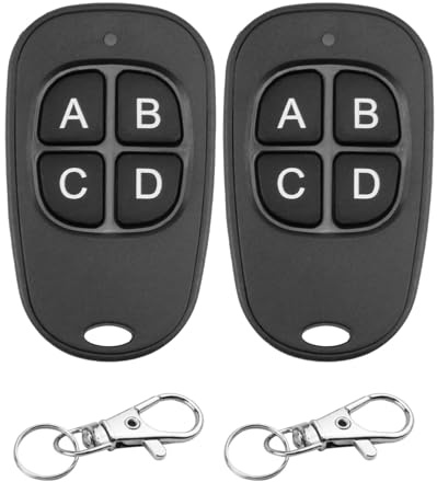 2 Pièces Telecommande Universelle Portail 433.92 Mhz, Clonage Garage Porte Telecommande Clés à 4 Boutons, Longue Distance Duplicateur Sans Fil Clonage pour Porte Garage Électrique