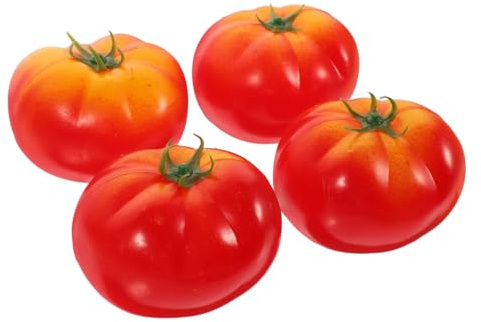 SOLUSTRE Pomodori Artificiali Realistici Modelli di Verdure Finti in Plastica 4 Pezzi per Ragazzo Ragazza Sicuri per Decorazioni da Tavolo e Insegnamento