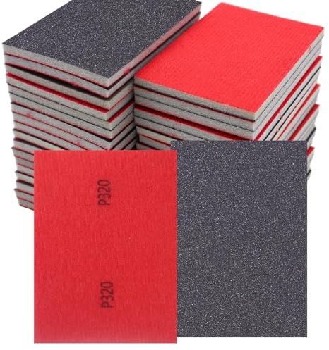 OMJMYY 30 Pezzi Spugne Abrasive Grana 320 Bagnato Asciutto Riutilizzabili per spugna abrasiva per Metallo legno Auto Modellismo Lucidatura Mobili
