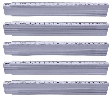 SOSOLOVE Mètre Pliant 2 m avec échelle Duplex, Blanc, 10 Segment, Règles de Mesure en Plastique, Mètre Pliant pour Mesures Précises, pour Menuisiers, Chantiers de Construction, Outils