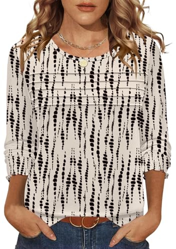 IECCP Women Blouses Long Sleeve Crew Neck Fall Casual Tunic Tops Ladies Elegant Business Shirts 2025 Top Apricot Black Stripes M