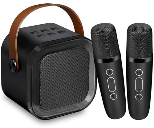 Mini Kids Karaoke Machine with 2 Microphones Gifts Toys for 5 6 7 8 9 10+ Years Boys Girls Kids Microphone and Speaker Presents with 5 Magic Voice Portable Karaoke Mic Singing Toys