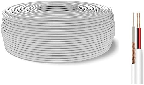 WEB world electronic business Cavo coassiale combinato per telecamere videosorveglianza RG59 con doppia alimentazione (2x0,50mm²) – Schermato e flessibile – 100 metri per CCTV DVR NVR