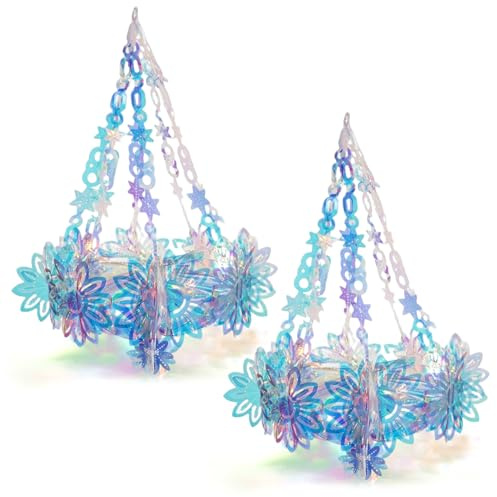 2 pièces décorations de fête irisées, Lustre Arc-en-Ciel de 14 Pouces Ornements Suspendus pour fête, Mariage, décor d'anniversaire-décoration Plafond Scintillante, Suspension Plafond Brillant