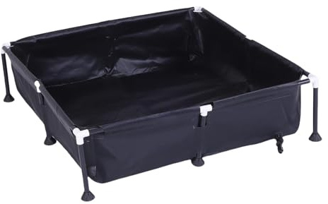 POENVFPO Ovan Markpool, 37,4 X 37,4 X 7,9 Tum, Punkteringssäker Treskikts PVC-hundbadpool med Nätdesign, för Trädgård och Husdjur på Bakgården