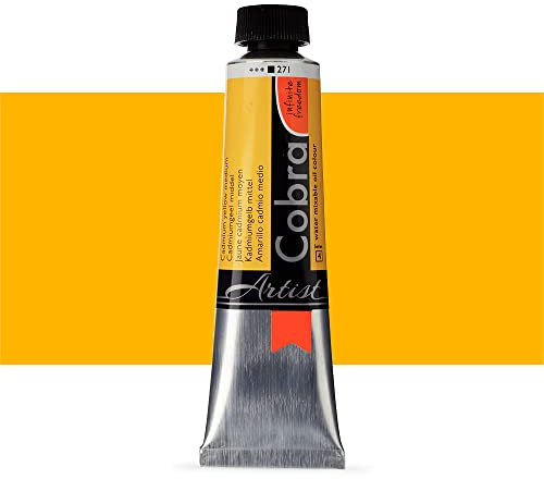 Talens COBRA wassermischbare Ölfarben, 40 ml, 271 Kadmium Gelb Mittel