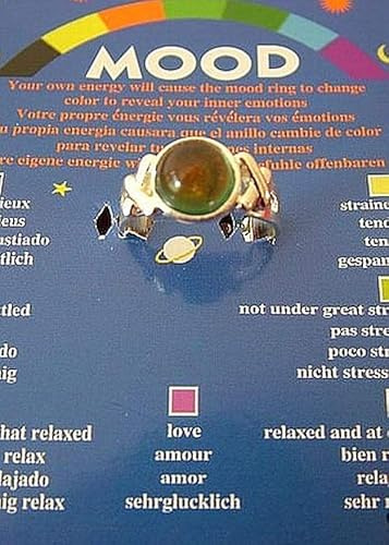 Spiritual Gifts Anello dell'umore su un biglietto con tabella codificata a colori che indica il tuo umore interiore, regolabile per adattarsi a diverse dimensioni di dita, venduto