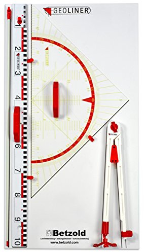 GEOLINER - Geräteplatte Zeichengeräte für Tafel, Lineal, Geodreieck, Zirkel, Zeigestab, Geometrie