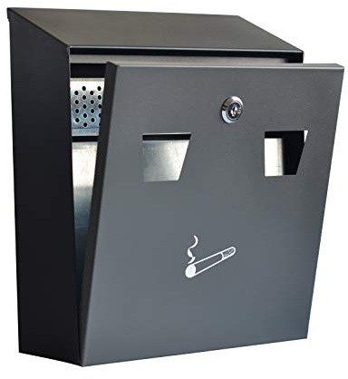 Wall-Mounted Cigarette Disposal Tower - Commercial Ashtray - Black (Large)