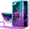 Miss Arts für iPhone SE 2022/SE 2020/7/8 Hülle, Mädchen Glitzern Handyhülle mit Ring, Cover Flüssigkeit Treibsand Schutzhülle für iPhone 8/7/SE 2022/SE 2020 -LILA