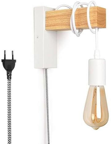 B·LED BARCELONA LED - Apliques de pared madera RUDER - Con interruptor y enchufe - E27