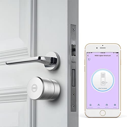 zemismart Tuya Zigbee European Smart Lock Core Cylinder Fingerprint Siri Key APP Shaking Unlock Intelligent Security Door Lock Encryption with Keys App (Lock+2keys)
