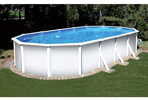 Planet Pool Stahlwandpool ovalform Classic 730x375x120 cm, Stahl 0,4 mm weiß, Folie 0,3 mm blau, Overlap