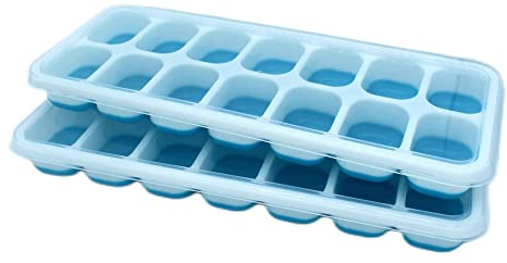 Eiswürfelform, 2 Pack Silikon-Eisform mit Deckel, Silikon-Eiswürfelformen, Einfach zu lösende Eisformen für Gefrierschrank, Whisky, Cocktail, Blau (Blau)