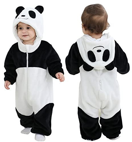 Doladola Mamelucos con Capucha para Bebé Niño Niña Mono Pelele Pijama Peleles para Dormir para bebés niña（panda，2-3 años）