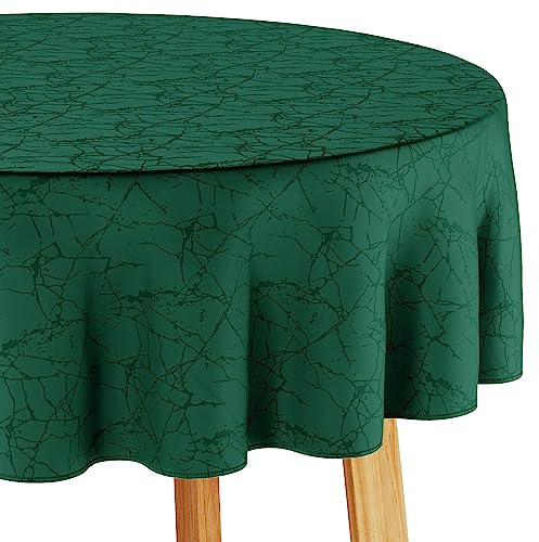 Filumi Tischdecke 130x180 cm oval Dunkel grün Abwaschbar Für Indoor Outdoor Marmormuster Manil