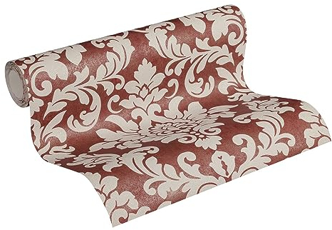 Livingwalls 372705 37270-5 Diamonds Papier peint intissé avec ornements baroques Beige/rouge métallisé 10,05 x 0,53 m
