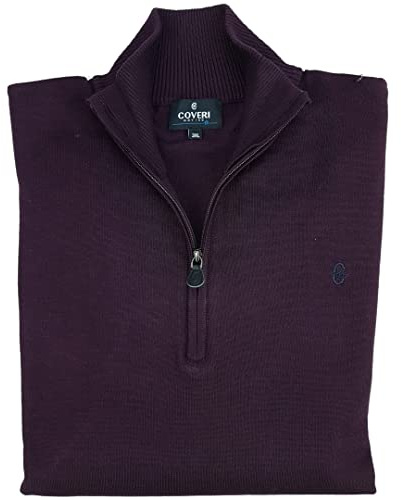 Coveri Maglia Maglione a Lupetto Uomo Mezza Zip Collo Alto con Cerniera M L XL XXL XXXL (IT, Testo, M, Regular, Regular, Bordeaux)