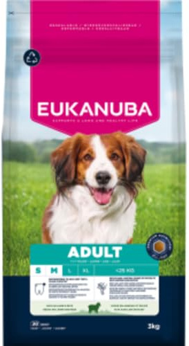Eukanuba, alimento seco para Perros con Cordero y arroz para Razas pequeñas y Medianas - Alimento seco Premium para Perros Adultos, 3 kg