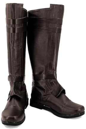 Fortunezone Bottes médiévales pour homme - En cuir - Pour cosplay - Accessoire de costume d'Halloween, marron, 46 EU