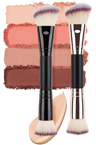 Foundationborste – dubbelsidig infattningspulver borste för skönhetsblandning | vuxna concealer makeup ansiktsborstar för konturering, blandning och andra ändamål