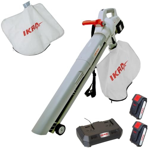 Ikra - Souffleur de Feuilles 3en1 Aspirateur Broyeur Souffleur 40V + 2 Batteries Lithium + Chargeur Double + Sac 45L