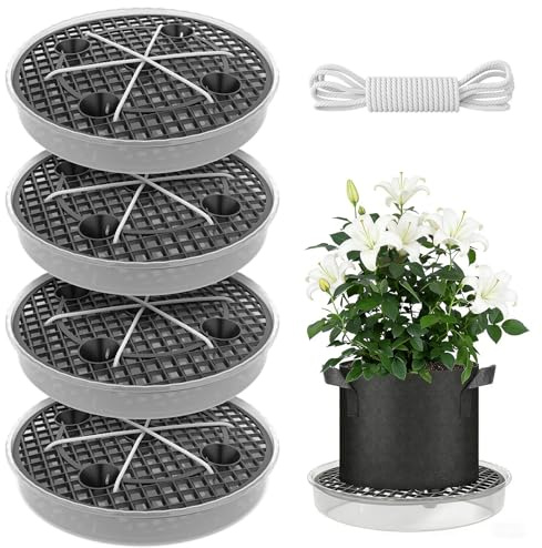 Bcuuozeeing 4 stycken blomkrukor, underlägg, 30 cm självvattnande tygkruka, underlägg, fötter för blomkrukor, utomhus, självvattnande krukunderlägg för krukväxter, trädgårdar, växttält
