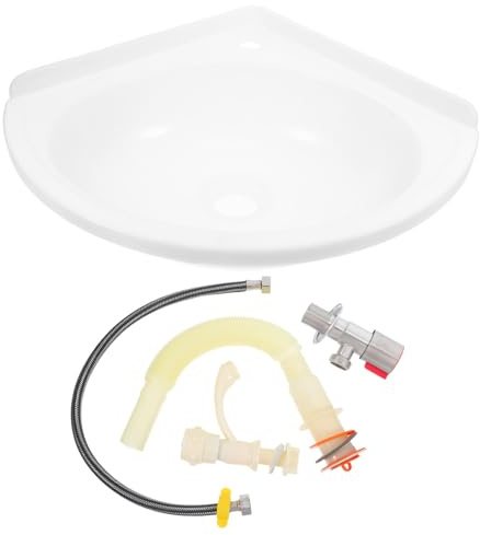 SAeWare Space-Saving Wall-Mounted Triangular Sink - Easy-Clean Plastic Washbasin for Bathrooms & Offices - Ideal for Corner Spaces in Hotels & Homes Versatile Installation,