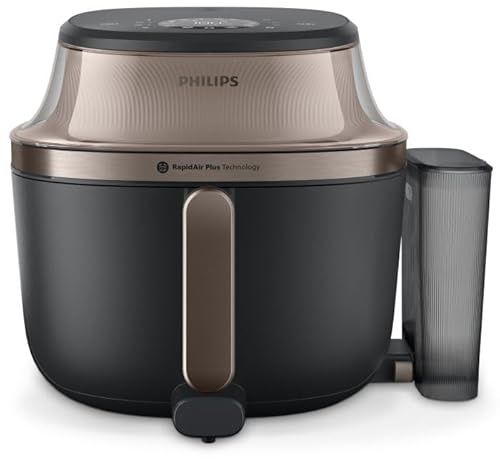 Philips Airfryer 5000 Series - Friggitrice ad aria calda con vapore, 7,2 l, XXL, SteamFry, finestra di visualizzazione, rivestimento in ceramica senza PFAS, pulizia automatica a vapore, Rapid Air Plus