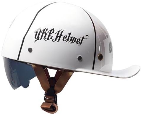 Casquette de Baseball Casque de Ouvert Demi-Casque avec visière dissimulée Anti-Collision Blanc Taille L pour Homme et Femme