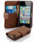 Cadorabo Hülle für Apple iPhone 4 / iPhone 4S in KAKAO BRAUN – Handyhülle aus glattem Kunstleder mit Standfunktion und Kartenfach – Case Cover Schutzhülle Etui Tasche Book Klapp Style