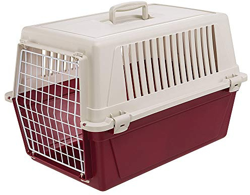 Ferplast Trasportino Rigido per Cani Piccola Taglia e Gatti Atlas 30 El, Box per Trasporto di Animali, Plastica Robusta, Porta in Acciaio Plasticato, Griglie per L'Aerazione, 40 X 60 X 38 cm Bordeaux