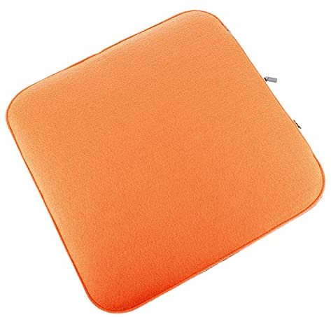 Filz Sitzkissen in orange/dunkelgrau zum Wenden, waschbare Stuhlauflage mit Füllung inkl. Reissverschluss. Sitzauflage für Bank und Stuhl, Sitzpolster/Filzauflage weich gepolstert
