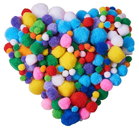 PandaHall Elite 550 Stück 10~30 mm Bunt Mini Pompons Verschiedene Pompons zum Basteln toll Figuren und Dekoration für Handwerkmachen und Hobbybedarf