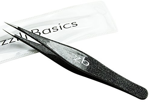 Ingrown Hair Tweezers by Zizzili Basics - Surgical Grade Stainless Steel Fine Pointed Tweezers - Precision Aligned Tips for Splinter, Eyebrow & Facial Hair Removal - with Bonus Tip Guard & Carry Pouch