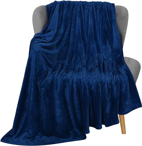 Utopia Bedding Fleece Throw Blanket 127x152cm – Soft Warm Lightweight Breathable Small Versatile Luxury Decorative Throws For Sofa, Bed, Chair & Settees – Cosy Home Gift For Adults, Navy