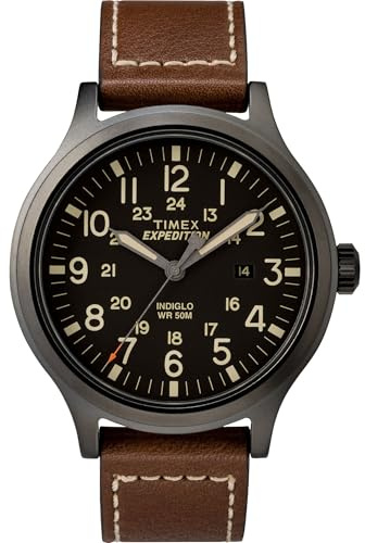 Timex Unisex Erwachsene Analog Quarz Uhr mit Leder Armband TW4B11300
