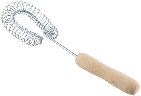 OFXDD Stainless Steel Whisk - Silver, Brown - Heavy Duty Coil Sauce & Gravy Whipper - Wooden Handheld Egg Whisks