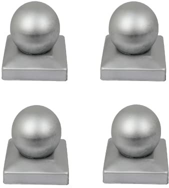 GeZu Impex Capuchon de poteau Galvanisé à chaud Lot de 4 71 x 71 mm boule chapeau poteaux capuchons protection bois